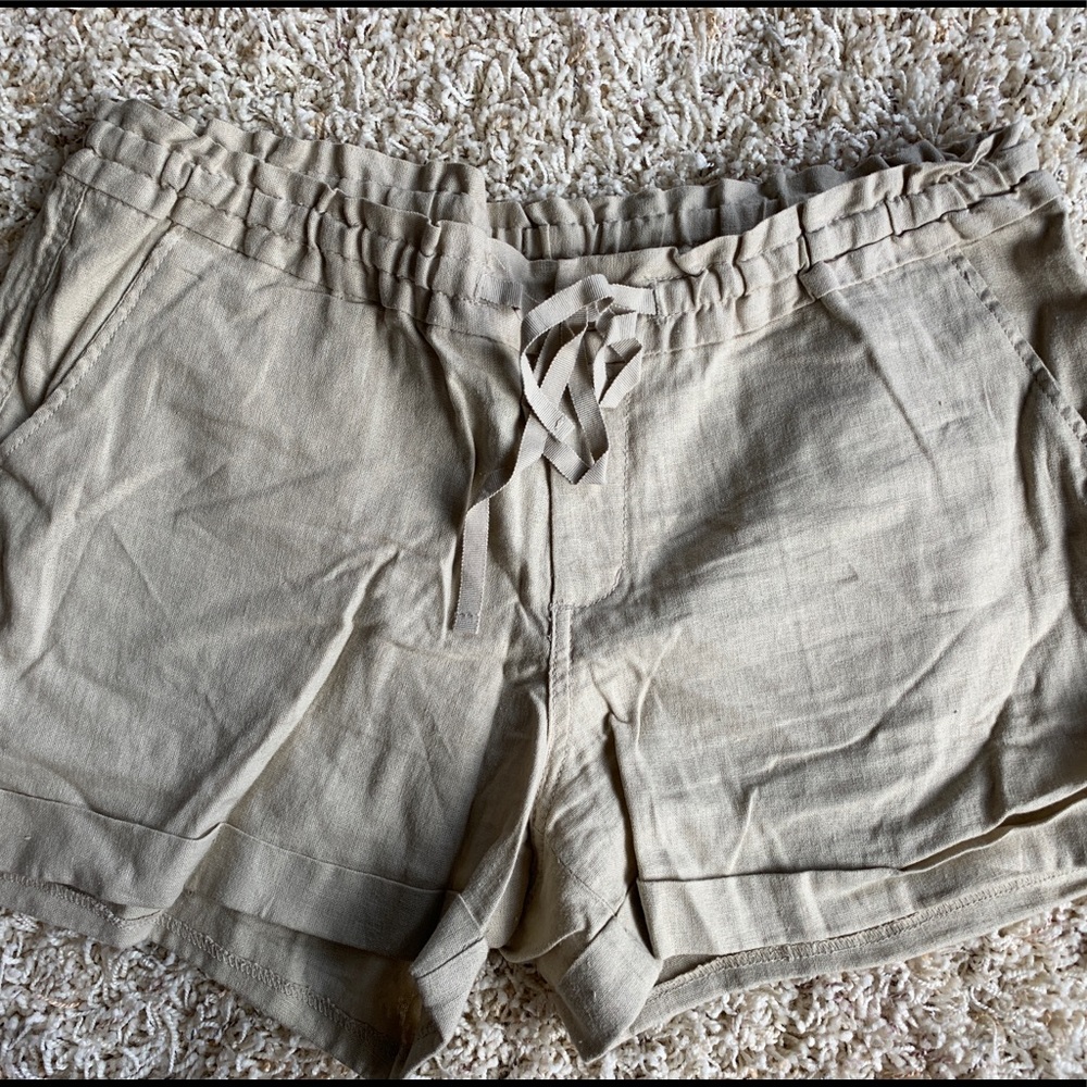 Old Navy Khaki Linen Drawstring Shorts
